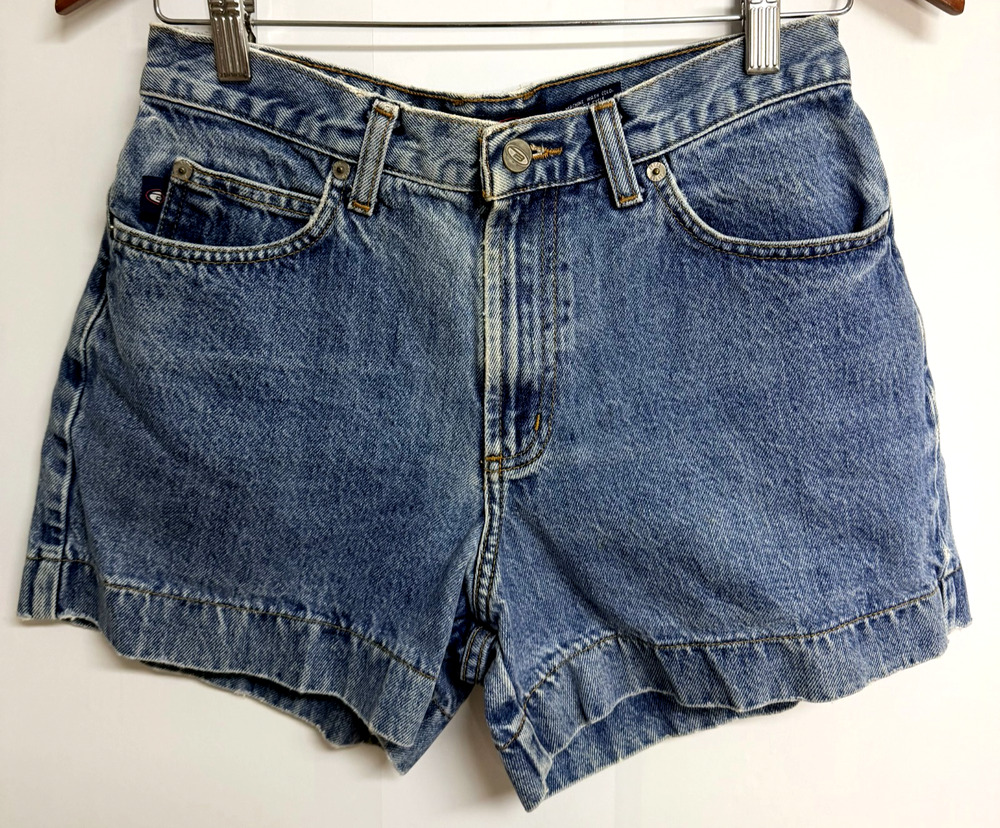 VTG 90s Bongo Big Hem Basic Shorts Womens 5 High Rise Medium Wash Denim Classic